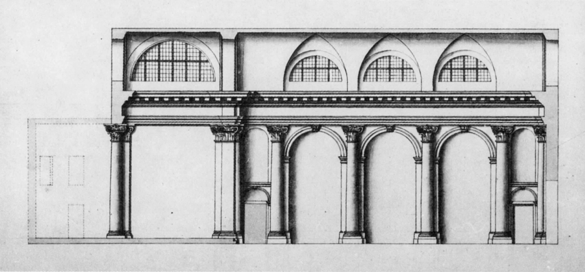 San Giacomo della Giudecca, rilevo sezione longitudinale